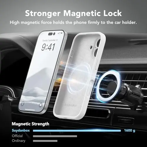 SuydanBox Magnetic for iPhone 17 Case, Compatible with MagSafe, [Full Camera Protection][Screen Protector] Silicone Shockproof Protective Phone Case for iPhone 17 6.3