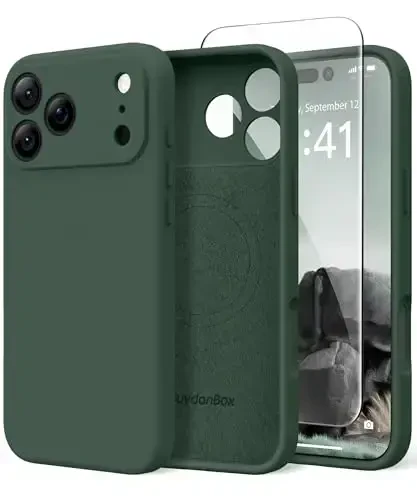 SuydanBox Magnetic for iPhone 17 Pro Case, Compatible with MagSafe, [Full Camera Protection][Screen Protector] Silicone Shockproof Protective Phone Case for iPhone 17 Pro 6.3