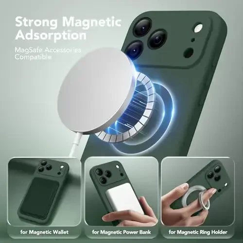SuydanBox Magnetic for iPhone 17 Pro Case, Compatible with MagSafe, [Full Camera Protection][Screen Protector] Silicone Shockproof Protective Phone Case for iPhone 17 Pro 6.3