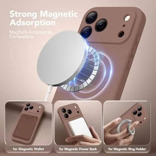 SuydanBox Magnetic for iPhone 17 Pro Case, Compatible with MagSafe, [Full Camera Protection][Screen Protector] Silicone Shockproof Protective Phone Case for iPhone 17 Pro 6.3