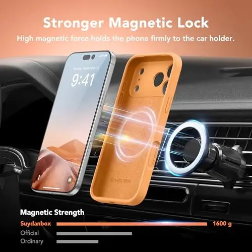 SuydanBox Magnetic for iPhone 17 Pro Case, Compatible with MagSafe, [Full Camera Protection][Screen Protector] Silicone Shockproof Protective Phone Case for iPhone 17 Pro 6.3