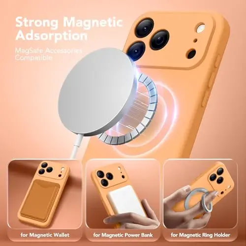SuydanBox Magnetic for iPhone 17 Pro Case, Compatible with MagSafe, [Full Camera Protection][Screen Protector] Silicone Shockproof Protective Phone Case for iPhone 17 Pro 6.3