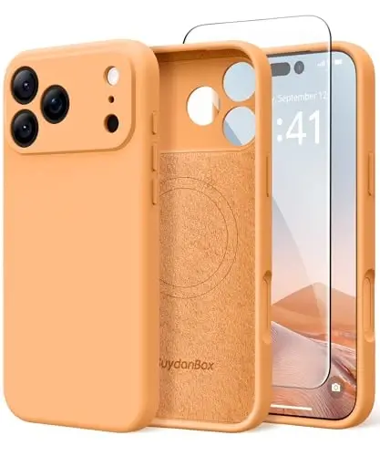 SuydanBox Magnetic for iPhone 17 Pro Case, Compatible with MagSafe, [Full Camera Protection][Screen Protector] Silicone Shockproof Protective Phone Case for iPhone 17 Pro 6.3