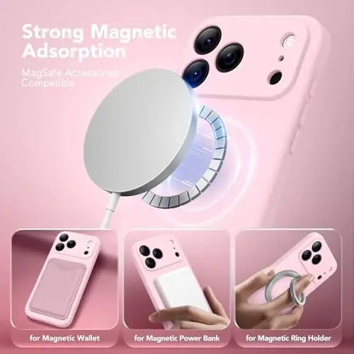 SuydanBox Magnetic for iPhone 17 Pro Case, Compatible with MagSafe, [Full Camera Protection][Screen Protector] Silicone Shockproof Protective Phone Case for iPhone 17 Pro 6.3