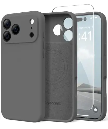 SuydanBox Magnetic for iPhone 17 Pro Case, Compatible with MagSafe, [Full Camera Protection][Screen Protector] Silicone Shockproof Protective Phone Case for iPhone 17 Pro 6.3