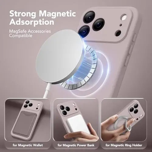 SuydanBox Magnetic for iPhone 17 Pro Case, Compatible with MagSafe, [Full Camera Protection][Screen Protector] Silicone Shockproof Protective Phone Case for iPhone 17 Pro 6.3