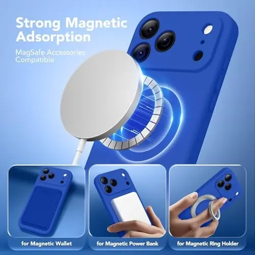 SuydanBox Magnetic for iPhone 17 Pro Case, Compatible with MagSafe, [Full Camera Protection][Screen Protector] Silicone Shockproof Protective Phone Case for iPhone 17 Pro 6.3