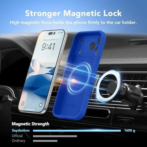 SuydanBox Magnetic for iPhone 17 Pro Case, Compatible with MagSafe, [Full Camera Protection][Screen Protector] Silicone Shockproof Protective Phone Case for iPhone 17 Pro 6.3