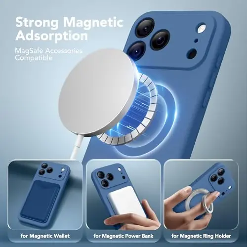 SuydanBox Magnetic for iPhone 17 Pro Case, Compatible with MagSafe, [Full Camera Protection][Screen Protector] Silicone Shockproof Protective Phone Case for iPhone 17 Pro 6.3