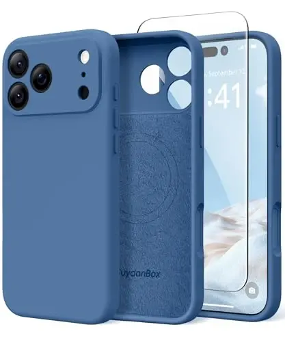 SuydanBox Magnetic for iPhone 17 Pro Case, Compatible with MagSafe, [Full Camera Protection][Screen Protector] Silicone Shockproof Protective Phone Case for iPhone 17 Pro 6.3
