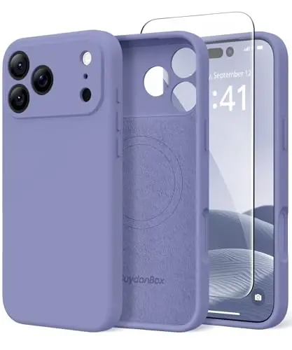 SuydanBox Magnetic for iPhone 17 Pro Case, Compatible with MagSafe, [Full Camera Protection][Screen Protector] Silicone Shockproof Protective Phone Case for iPhone 17 Pro 6.3