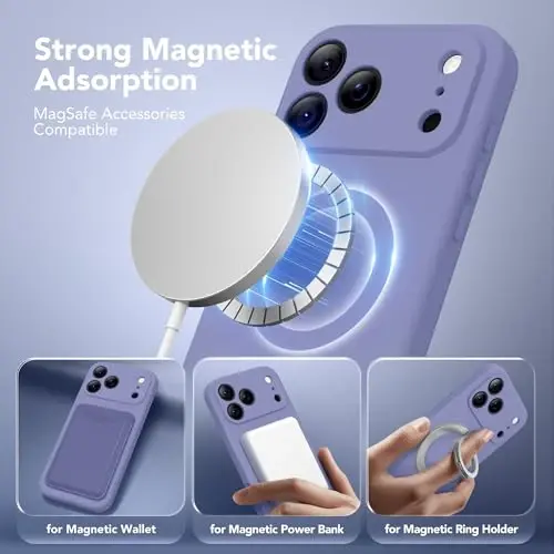 SuydanBox Magnetic for iPhone 17 Pro Case, Compatible with MagSafe, [Full Camera Protection][Screen Protector] Silicone Shockproof Protective Phone Case for iPhone 17 Pro 6.3