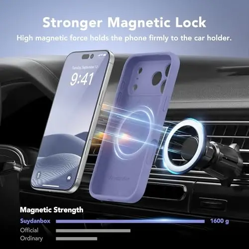 SuydanBox Magnetic for iPhone 17 Pro Case, Compatible with MagSafe, [Full Camera Protection][Screen Protector] Silicone Shockproof Protective Phone Case for iPhone 17 Pro 6.3