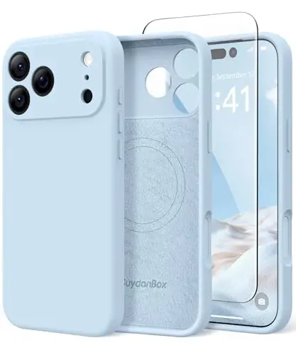 SuydanBox Magnetic for iPhone 17 Pro Case, Compatible with MagSafe, [Full Camera Protection][Screen Protector] Silicone Shockproof Protective Phone Case for iPhone 17 Pro 6.3