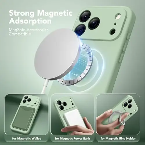 SuydanBox Magnetic for iPhone 17 Pro Case, Compatible with MagSafe, [Full Camera Protection][Screen Protector] Silicone Shockproof Protective Phone Case for iPhone 17 Pro 6.3