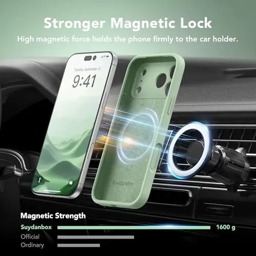 SuydanBox Magnetic for iPhone 17 Pro Case, Compatible with MagSafe, [Full Camera Protection][Screen Protector] Silicone Shockproof Protective Phone Case for iPhone 17 Pro 6.3