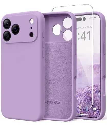 SuydanBox Magnetic for iPhone 17 Pro Case, Compatible with MagSafe, [Full Camera Protection][Screen Protector] Silicone Shockproof Protective Phone Case for iPhone 17 Pro 6.3