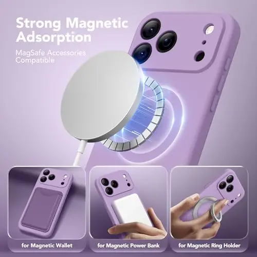 SuydanBox Magnetic for iPhone 17 Pro Case, Compatible with MagSafe, [Full Camera Protection][Screen Protector] Silicone Shockproof Protective Phone Case for iPhone 17 Pro 6.3