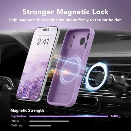 SuydanBox Magnetic for iPhone 17 Pro Case, Compatible with MagSafe, [Full Camera Protection][Screen Protector] Silicone Shockproof Protective Phone Case for iPhone 17 Pro 6.3