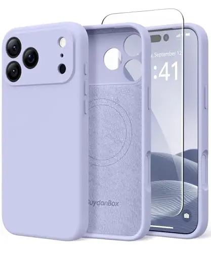 SuydanBox Magnetic for iPhone 17 Pro Case, Compatible with MagSafe, [Full Camera Protection][Screen Protector] Silicone Shockproof Protective Phone Case for iPhone 17 Pro 6.3