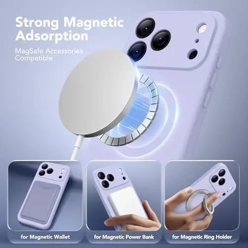 SuydanBox Magnetic for iPhone 17 Pro Case, Compatible with MagSafe, [Full Camera Protection][Screen Protector] Silicone Shockproof Protective Phone Case for iPhone 17 Pro 6.3