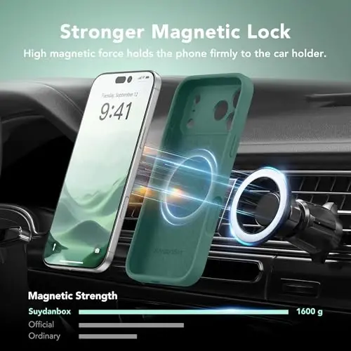 SuydanBox Magnetic for iPhone 17 Pro Case, Compatible with MagSafe, [Full Camera Protection][Screen Protector] Silicone Shockproof Protective Phone Case for iPhone 17 Pro 6.3