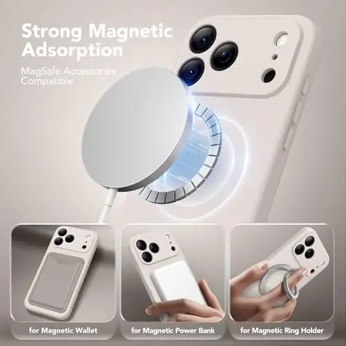 SuydanBox Magnetic for iPhone 17 Pro Case, Compatible with MagSafe, [Full Camera Protection][Screen Protector] Silicone Shockproof Protective Phone Case for iPhone 17 Pro 6.3