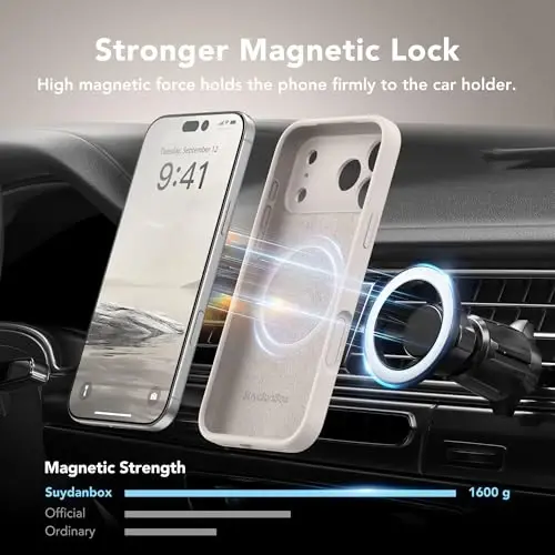 SuydanBox Magnetic for iPhone 17 Pro Case, Compatible with MagSafe, [Full Camera Protection][Screen Protector] Silicone Shockproof Protective Phone Case for iPhone 17 Pro 6.3
