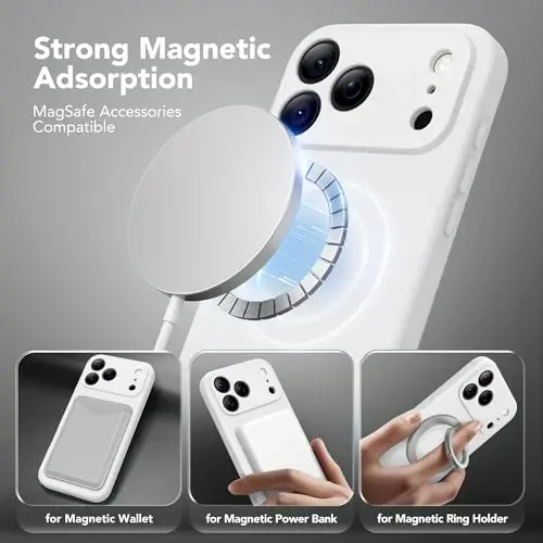 SuydanBox Magnetic for iPhone 17 Pro Case, Compatible with MagSafe, [Full Camera Protection][Screen Protector] Silicone Shockproof Protective Phone Case for iPhone 17 Pro 6.3