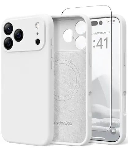 SuydanBox Magnetic for iPhone 17 Pro Case, Compatible with MagSafe, [Full Camera Protection][Screen Protector] Silicone Shockproof Protective Phone Case for iPhone 17 Pro 6.3