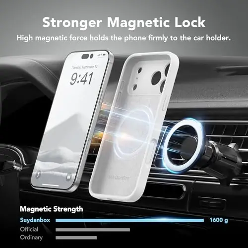 SuydanBox Magnetic for iPhone 17 Pro Case, Compatible with MagSafe, [Full Camera Protection][Screen Protector] Silicone Shockproof Protective Phone Case for iPhone 17 Pro 6.3