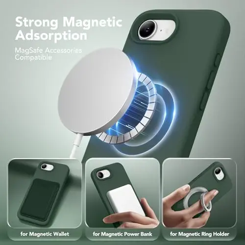 SuydanBox Magnetic for iPhone 17e/iPhone 16e Case, Compatible with MagSafe, [Soft Anti-Scratch Microfiber Lining] Slim Silicone Shockproof Protective Phone Case for iPhone 17e/16e 6.1