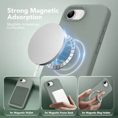 SuydanBox Magnetic for iPhone 17e/iPhone 16e Case, Compatible with MagSafe, [Soft Anti-Scratch Microfiber Lining] Slim Silicone Shockproof Protective Phone Case for iPhone 17e/16e 6.1