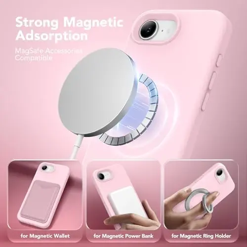 SuydanBox Magnetic for iPhone 17e/iPhone 16e Case, Compatible with MagSafe, [Soft Anti-Scratch Microfiber Lining] Slim Silicone Shockproof Protective Phone Case for iPhone 17e/16e 6.1