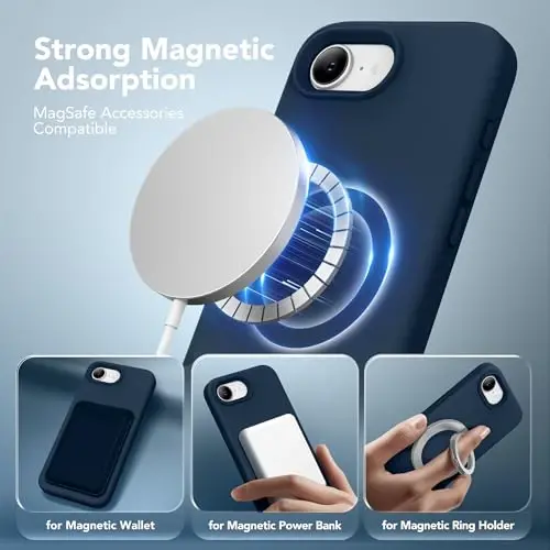 SuydanBox Magnetic for iPhone 17e/iPhone 16e Case, Compatible with MagSafe, [Soft Anti-Scratch Microfiber Lining] Slim Silicone Shockproof Protective Phone Case for iPhone 17e/16e 6.1