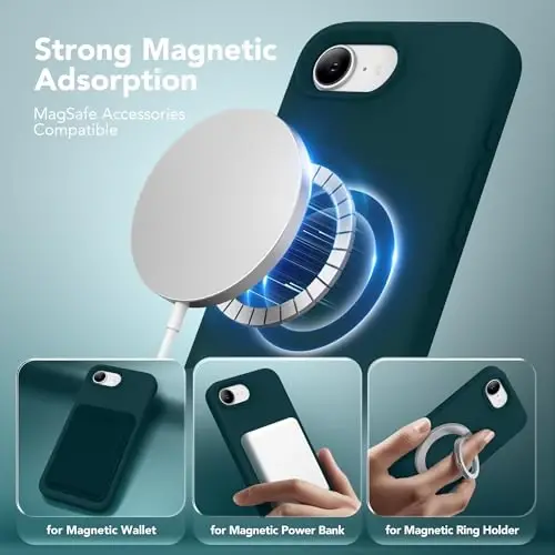 SuydanBox Magnetic for iPhone 17e/iPhone 16e Case, Compatible with MagSafe, [Soft Anti-Scratch Microfiber Lining] Slim Silicone Shockproof Protective Phone Case for iPhone 17e/16e 6.1