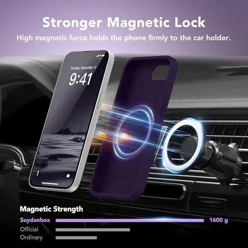 SuydanBox Magnetic for iPhone 17e/iPhone 16e Case, Compatible with MagSafe, [Soft Anti-Scratch Microfiber Lining] Slim Silicone Shockproof Protective Phone Case for iPhone 17e/16e 6.1