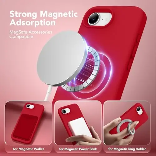 SuydanBox Magnetic for iPhone 17e/iPhone 16e Case, Compatible with MagSafe, [Soft Anti-Scratch Microfiber Lining] Slim Silicone Shockproof Protective Phone Case for iPhone 17e/16e 6.1