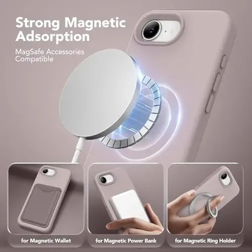 SuydanBox Magnetic for iPhone 17e/iPhone 16e Case, Compatible with MagSafe, [Soft Anti-Scratch Microfiber Lining] Slim Silicone Shockproof Protective Phone Case for iPhone 17e/16e 6.1