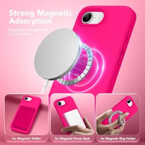 SuydanBox Magnetic for iPhone 17e/iPhone 16e Case, Compatible with MagSafe, [Soft Anti-Scratch Microfiber Lining] Slim Silicone Shockproof Protective Phone Case for iPhone 17e/16e 6.1