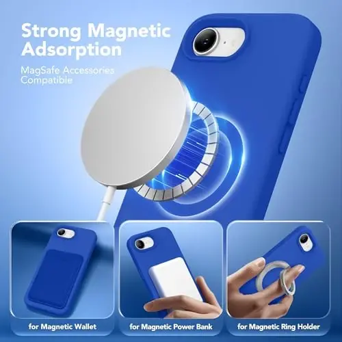 SuydanBox Magnetic for iPhone 17e/iPhone 16e Case, Compatible with MagSafe, [Soft Anti-Scratch Microfiber Lining] Slim Silicone Shockproof Protective Phone Case for iPhone 17e/16e 6.1