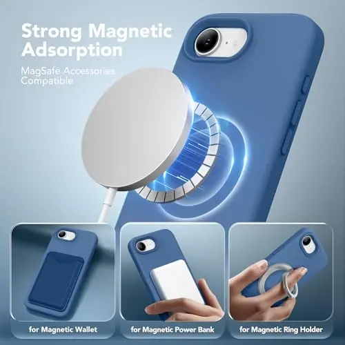 SuydanBox Magnetic for iPhone 17e/iPhone 16e Case, Compatible with MagSafe, [Soft Anti-Scratch Microfiber Lining] Slim Silicone Shockproof Protective Phone Case for iPhone 17e/16e 6.1