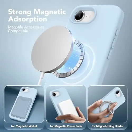 SuydanBox Magnetic for iPhone 17e/iPhone 16e Case, Compatible with MagSafe, [Soft Anti-Scratch Microfiber Lining] Slim Silicone Shockproof Protective Phone Case for iPhone 17e/16e 6.1