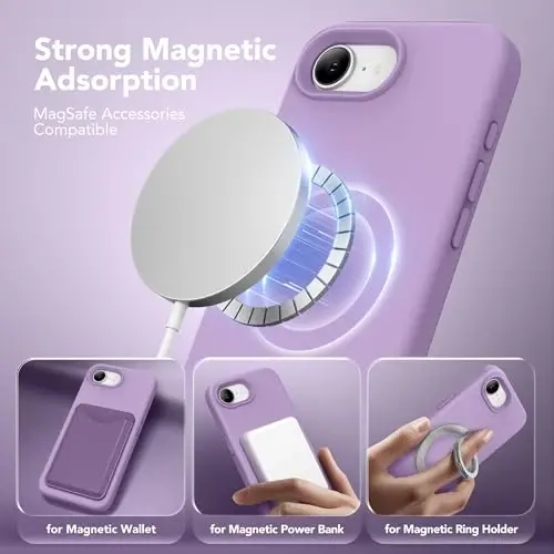SuydanBox Magnetic for iPhone 17e/iPhone 16e Case, Compatible with MagSafe, [Soft Anti-Scratch Microfiber Lining] Slim Silicone Shockproof Protective Phone Case for iPhone 17e/16e 6.1