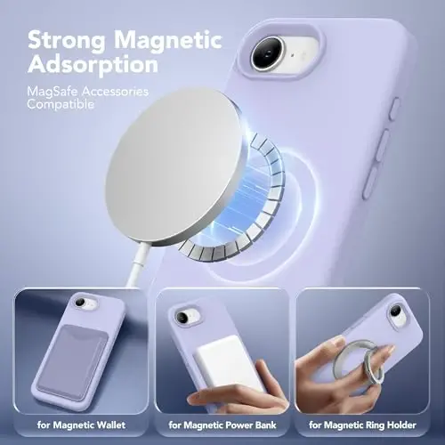 SuydanBox Magnetic for iPhone 17e/iPhone 16e Case, Compatible with MagSafe, [Soft Anti-Scratch Microfiber Lining] Slim Silicone Shockproof Protective Phone Case for iPhone 17e/16e 6.1