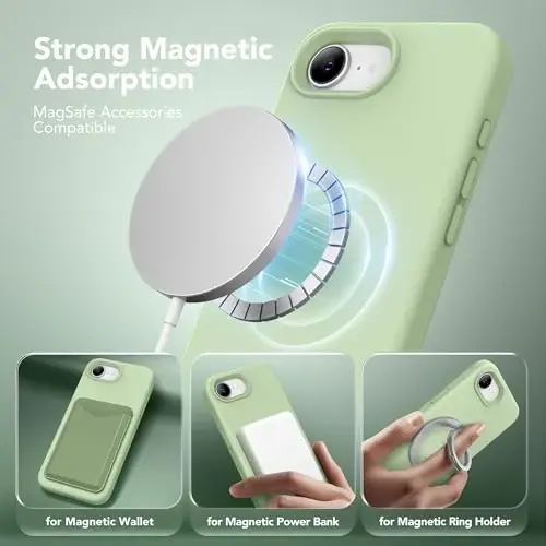 SuydanBox Magnetic for iPhone 17e/iPhone 16e Case, Compatible with MagSafe, [Soft Anti-Scratch Microfiber Lining] Slim Silicone Shockproof Protective Phone Case for iPhone 17e/16e 6.1