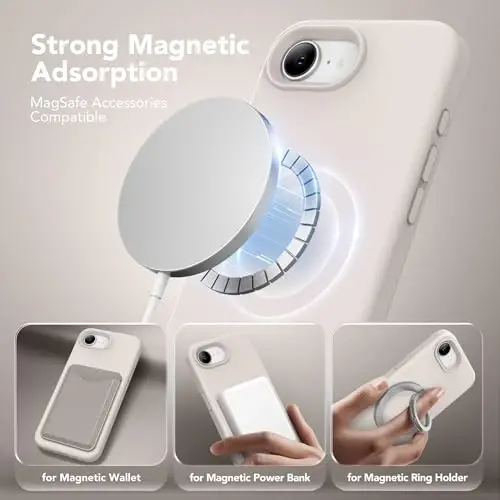 SuydanBox Magnetic for iPhone 17e/iPhone 16e Case, Compatible with MagSafe, [Soft Anti-Scratch Microfiber Lining] Slim Silicone Shockproof Protective Phone Case for iPhone 17e/16e 6.1
