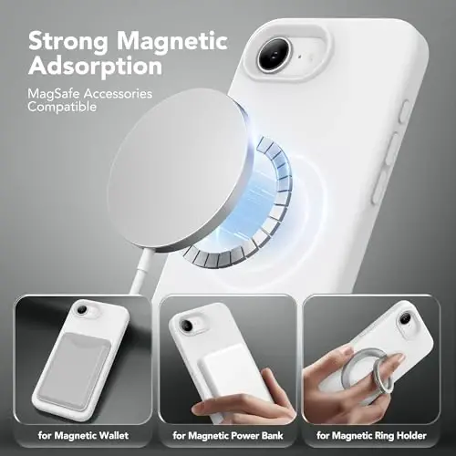SuydanBox Magnetic for iPhone 17e/iPhone 16e Case, Compatible with MagSafe, [Soft Anti-Scratch Microfiber Lining] Slim Silicone Shockproof Protective Phone Case for iPhone 17e/16e 6.1