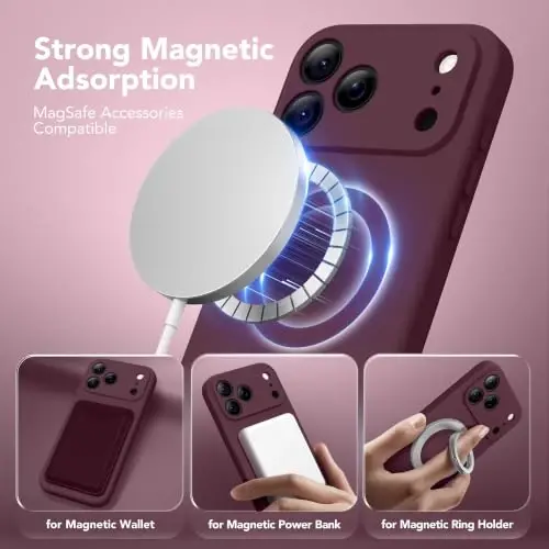 SuydanBox Magnetic for iPhone 18 Pro Max/17 Pro Max Case Silicone, Burgundy | Fit for MagSafe, Screen Protector, Full Camera Protection,Shockproof Protective Phone Case for iPhone 18 Pro Max/17 Pro Max - 2