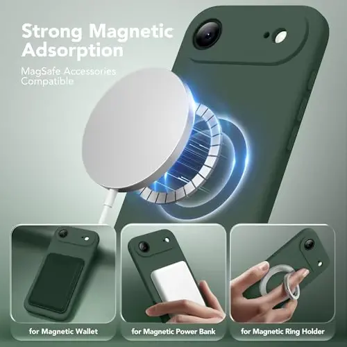 SuydanBox Magnetic for iPhone Air Case, Compatible with MagSafe, [Full Camera Protection][Screen Protector] Silicone Shockproof Protective Phone Case for iPhone 17 Air 6.5